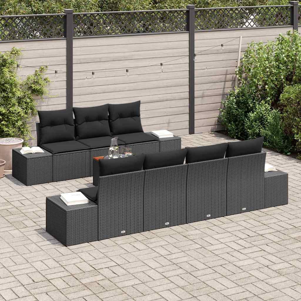 vidaXL Zestaw Sof na Ogród z przechowywaniem 8 pcs Czarny polirattan