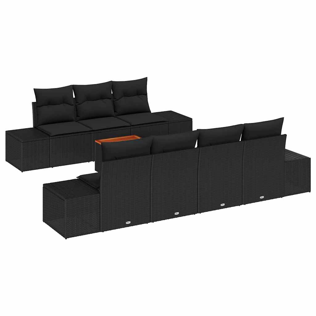 vidaXL Zestaw Sof na Ogród z przechowywaniem 8 pcs Czarny polirattan