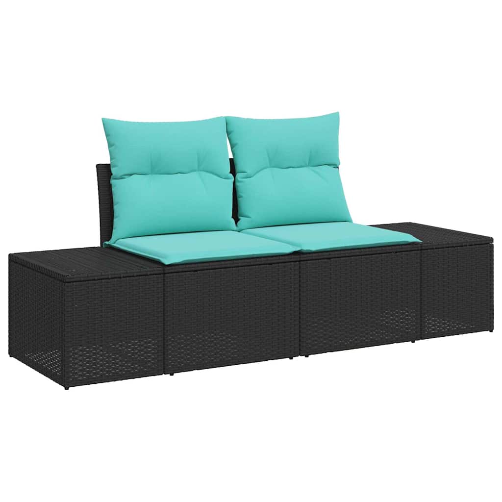 vidaXL Zestaw Sof na Ogród 8 szt. Czarny i Turkusowy polirattan