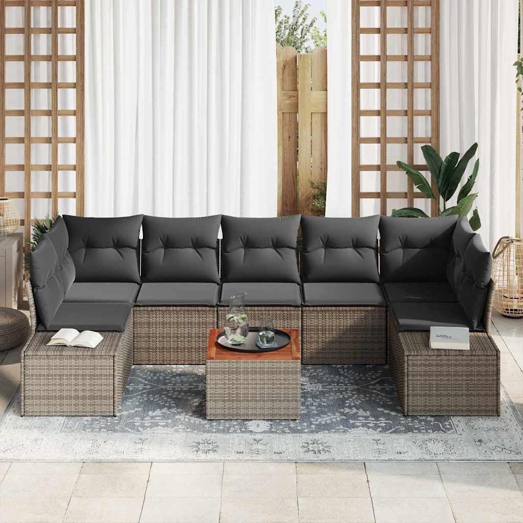 vidaXL Zestaw Sof na Ogród z przechowywaniem 8 pcs Szary polirattan