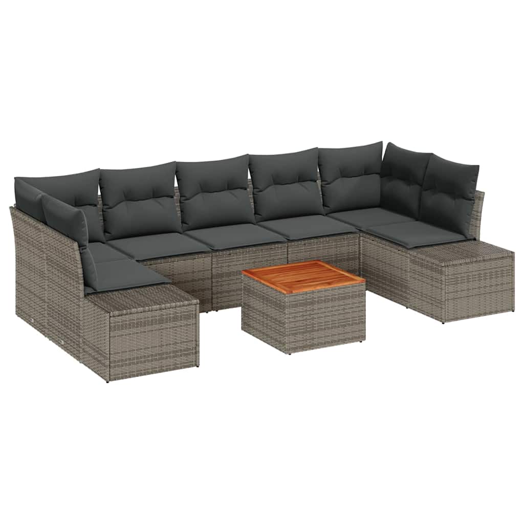 vidaXL Zestaw Sof na Ogród z przechowywaniem 8 pcs Szary polirattan