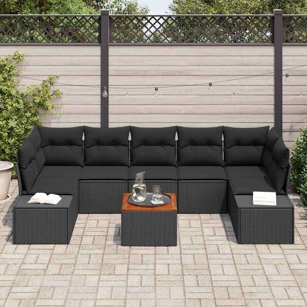vidaXL Zestaw Sof na Ogród z przechowywaniem 8 pcs Czarny polirattan