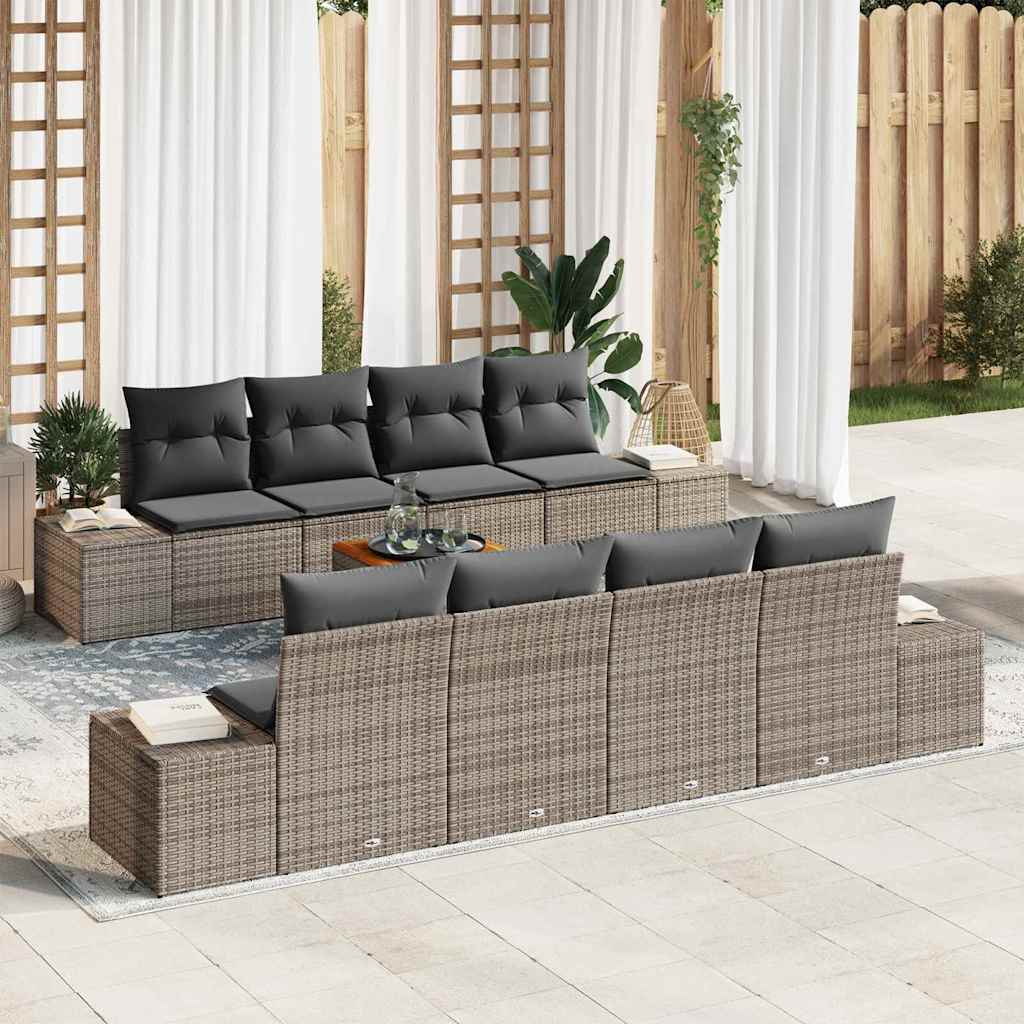 vidaXL Zestaw Sof na Ogród z przechowywaniem 9 pcs Szary polirattan