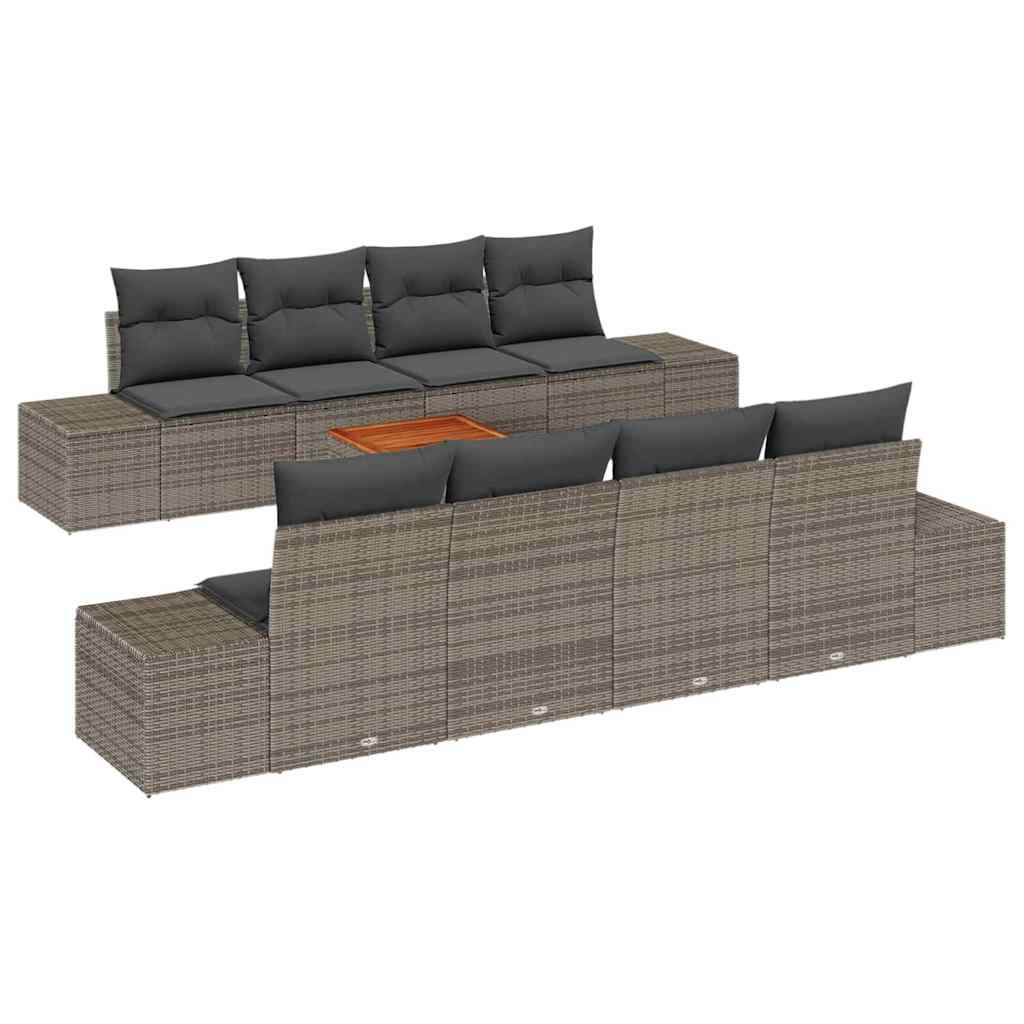 vidaXL Zestaw Sof na Ogród z przechowywaniem 9 pcs Szary polirattan