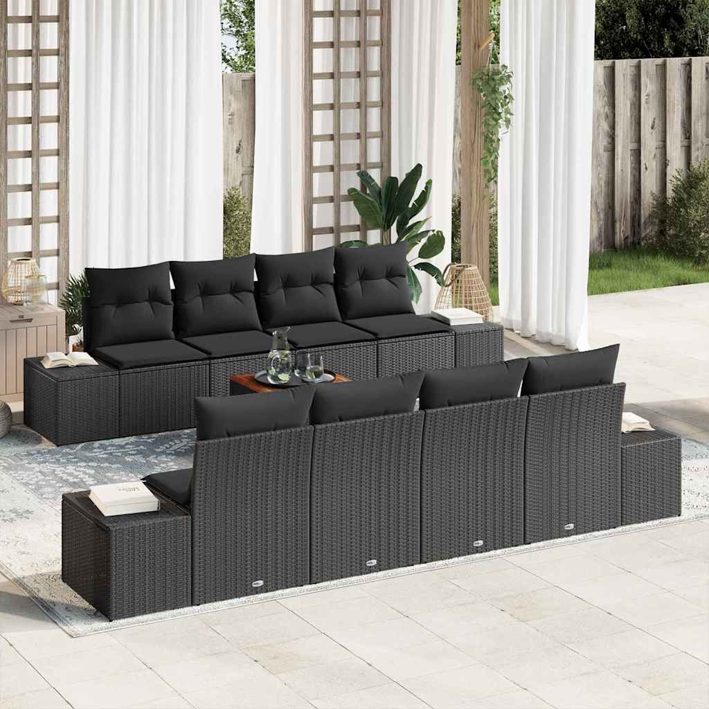 vidaXL Zestaw Sof na Ogród z przechowywaniem 9 pcs Czarny polirattan