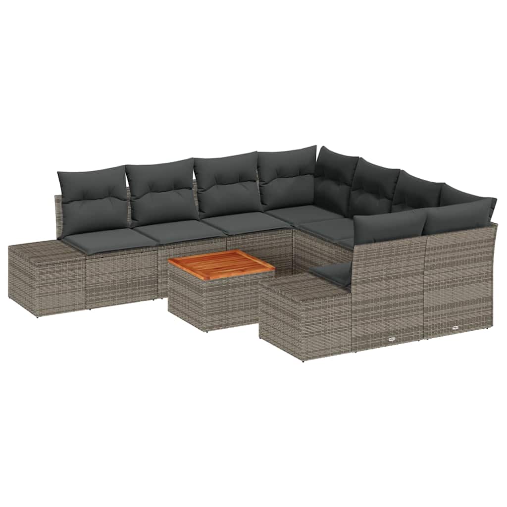 vidaXL Zestaw Sof na Ogród z przechowywaniem 9 pcs Szary polirattan