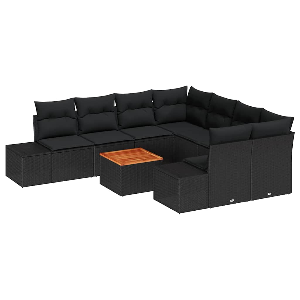 vidaXL Zestaw Sof na Ogród z przechowywaniem 9 pcs Czarny polirattan