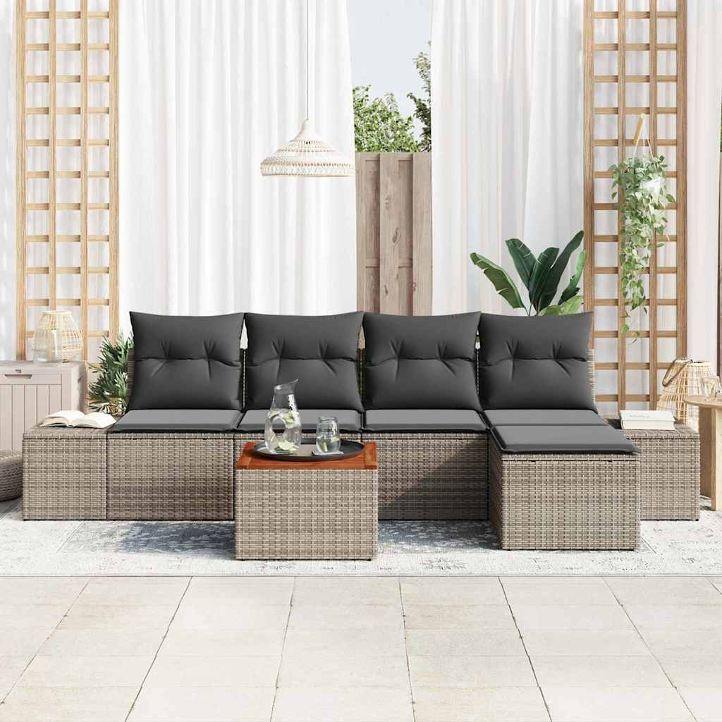 vidaXL Zestaw Sof na Ogród z przechowywaniem 6 pcs Szary polirattan