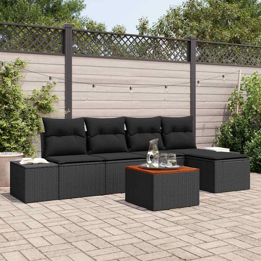 vidaXL Zestaw Sof na Ogród z przechowywaniem 6 pcs Czarny polirattan