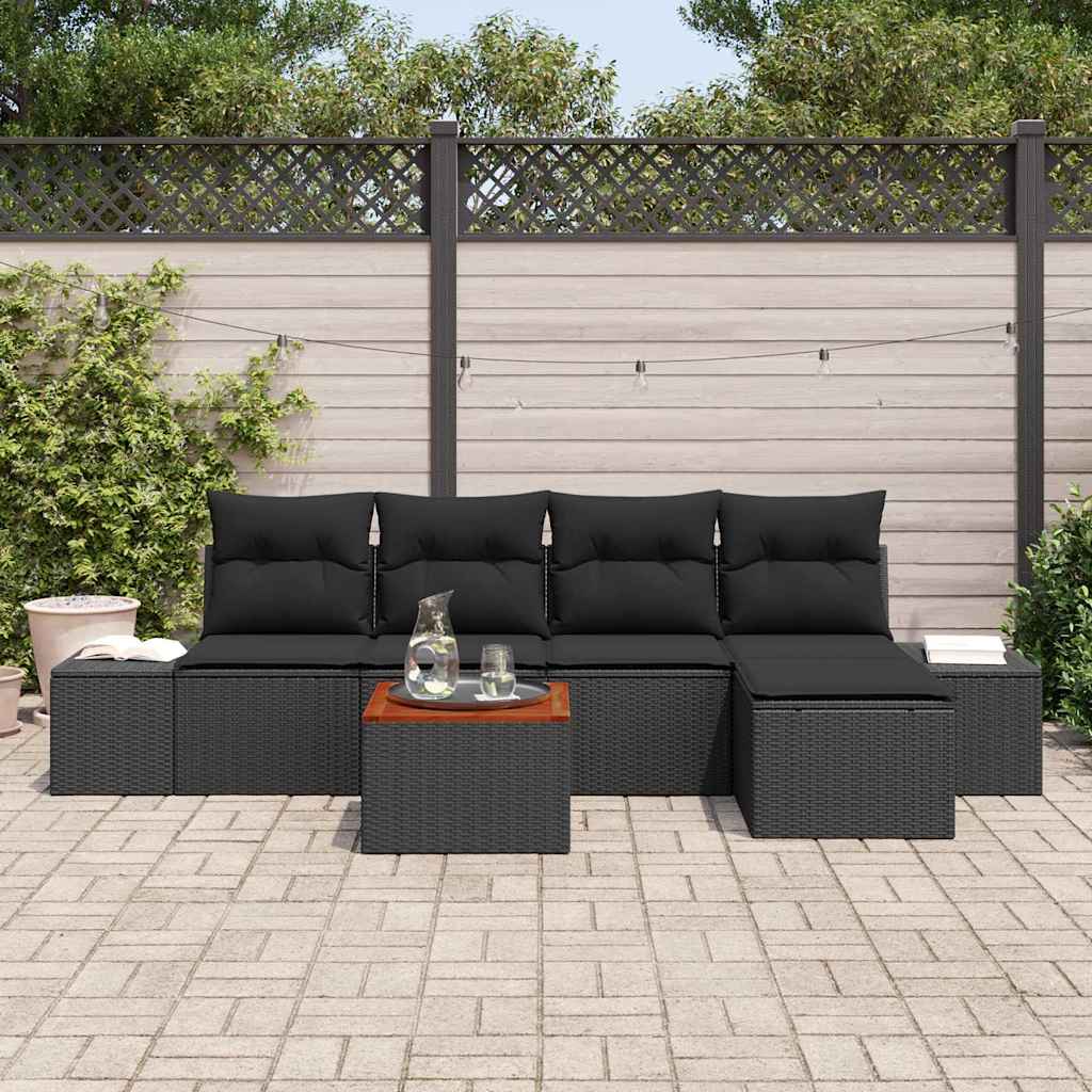 vidaXL Zestaw Sof na Ogród z przechowywaniem 6 pcs Czarny polirattan