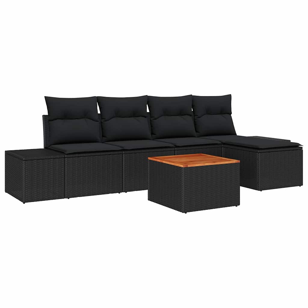 vidaXL Zestaw Sof na Ogród z przechowywaniem 6 pcs Czarny polirattan