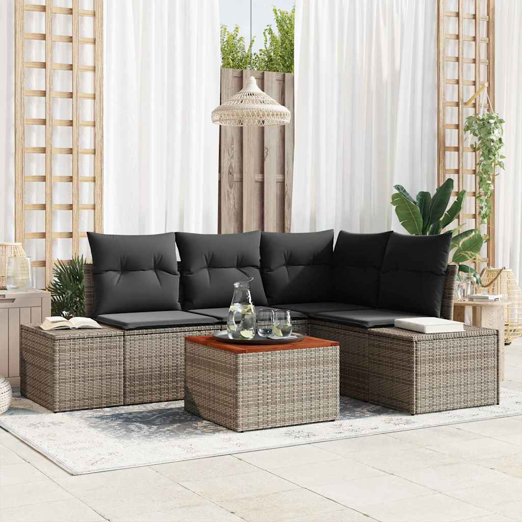 vidaXL Zestaw Sof na Ogród z przechowywaniem 5 pcs Szary polirattan