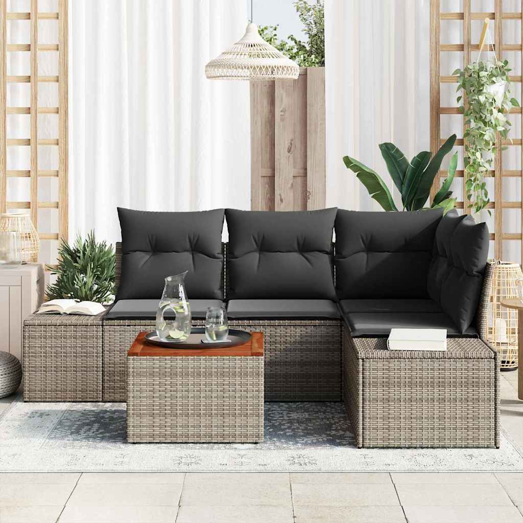 vidaXL Zestaw Sof na Ogród z przechowywaniem 5 pcs Szary polirattan