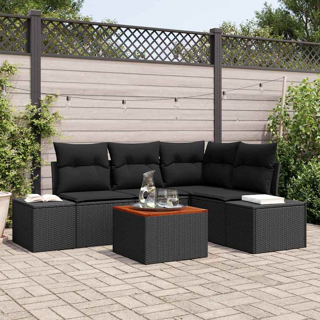 vidaXL Zestaw Sof na Ogród z przechowywaniem 5 pcs Czarny polirattan