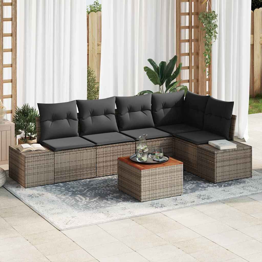 vidaXL Zestaw Sof na Ogród z przechowywaniem 6 pcs Szary polirattan