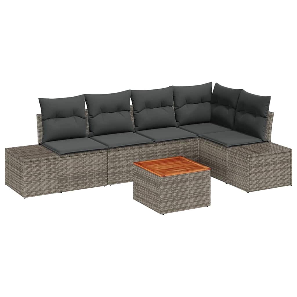 vidaXL Zestaw Sof na Ogród z przechowywaniem 6 pcs Szary polirattan