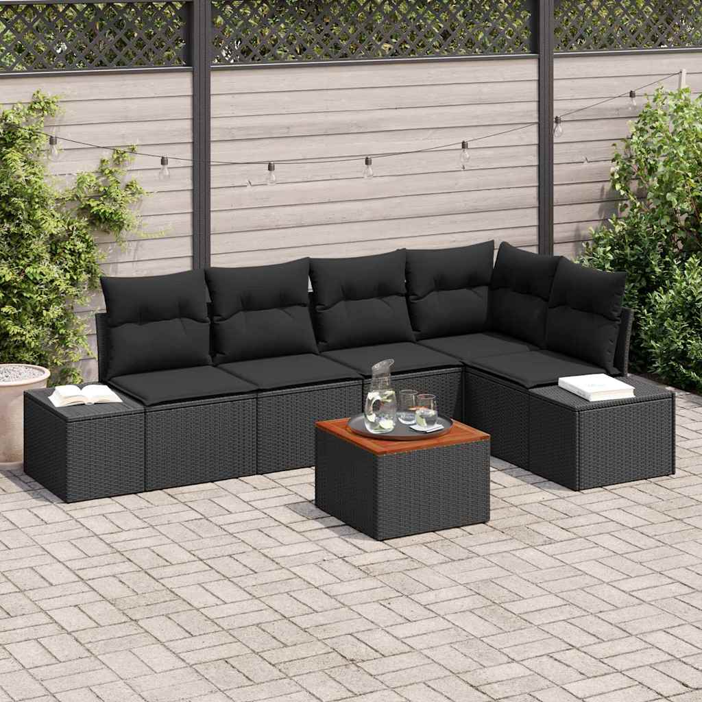 vidaXL Zestaw Sof na Ogród z przechowywaniem 6 pcs Czarny polirattan