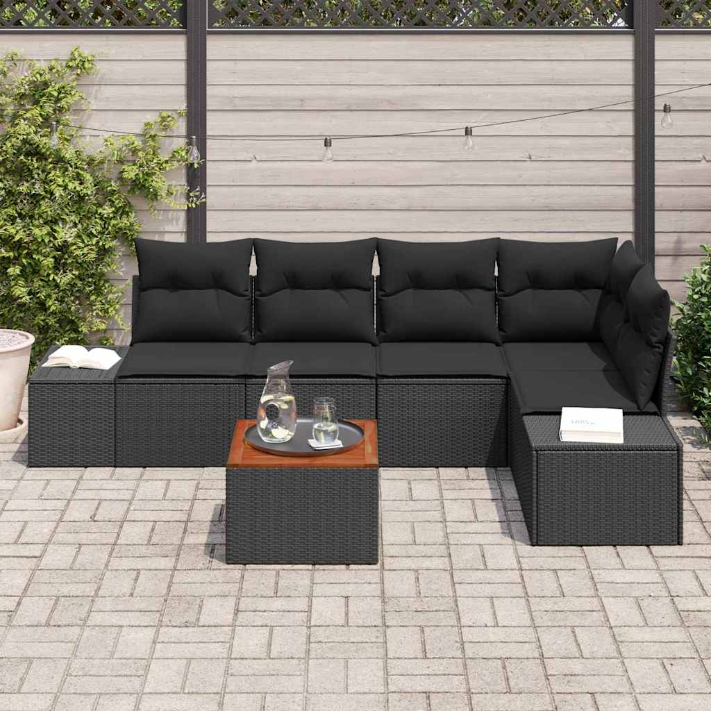 vidaXL Zestaw Sof na Ogród z przechowywaniem 6 pcs Czarny polirattan