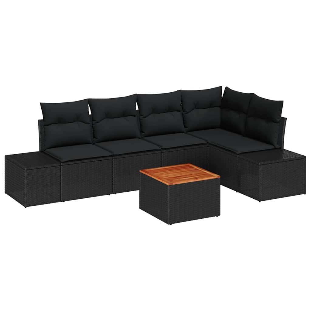 vidaXL Zestaw Sof na Ogród z przechowywaniem 6 pcs Czarny polirattan