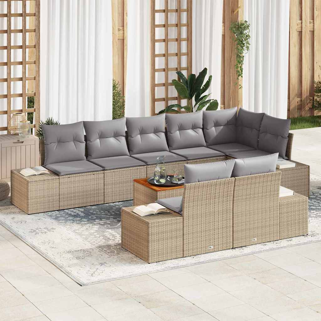 vidaXL Zestaw Sof na Ogród z przechowywaniem 9 pcs beżowo-jasnoszary