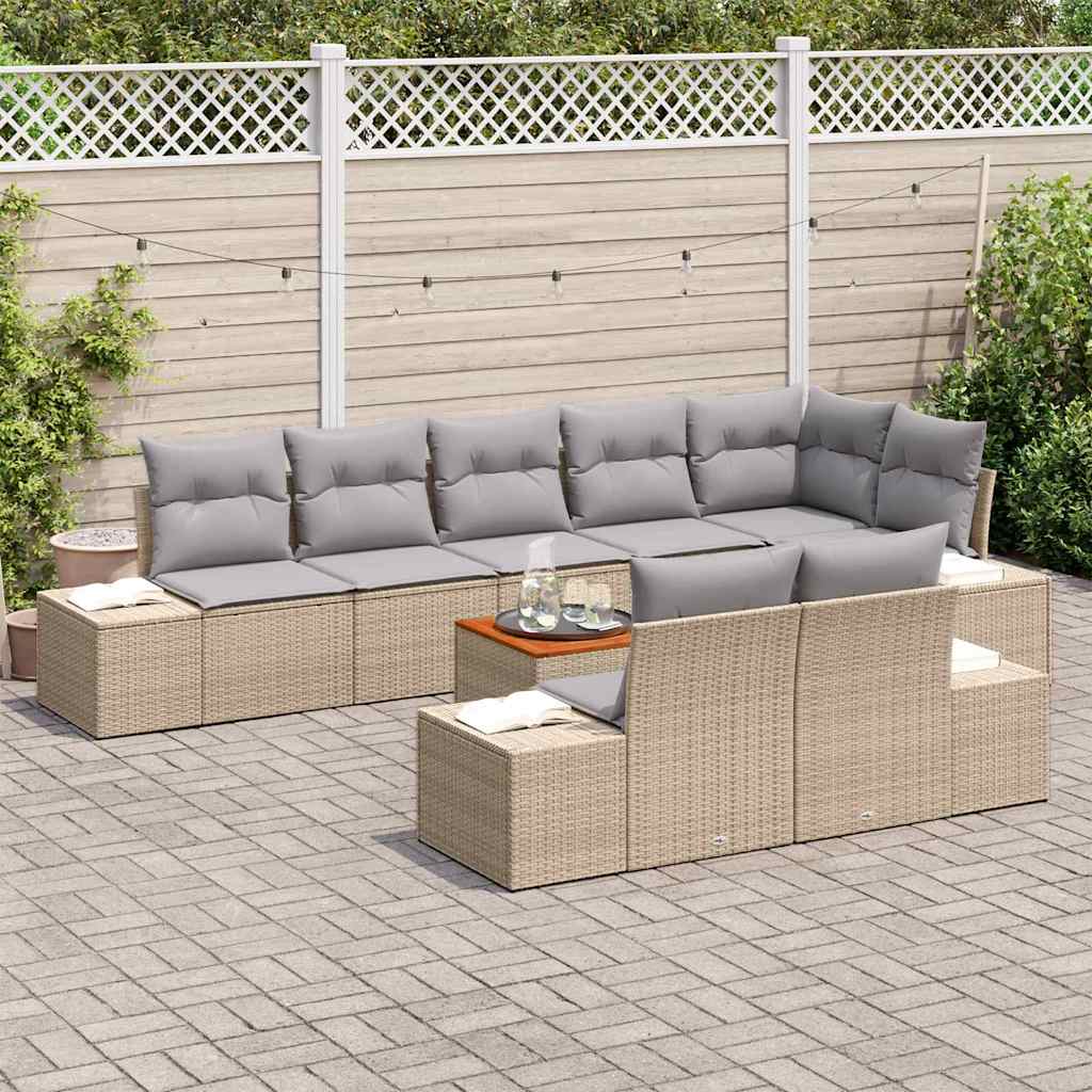 vidaXL Zestaw Sof na Ogród z przechowywaniem 9 pcs beżowo-jasnoszary