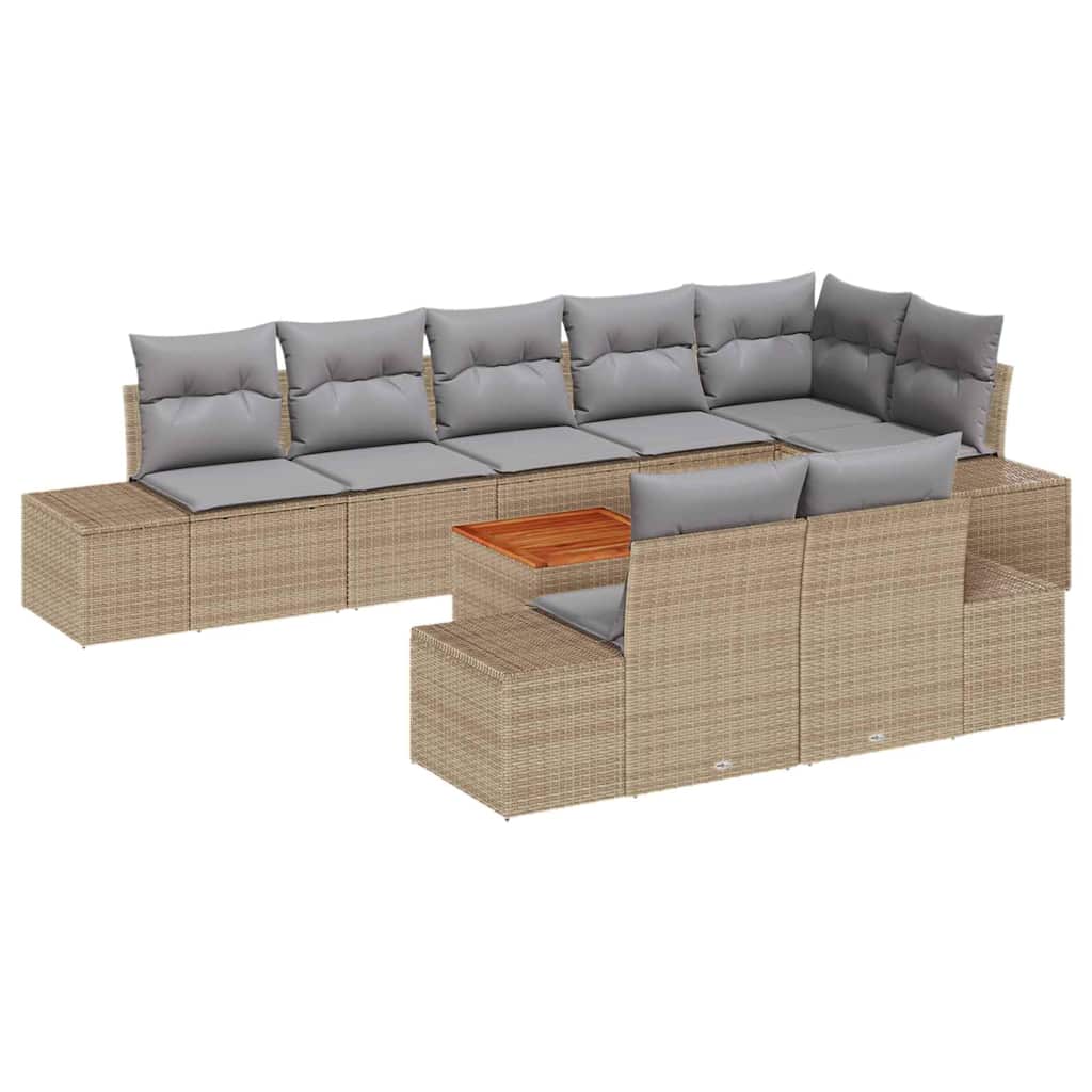vidaXL Zestaw Sof na Ogród z przechowywaniem 9 pcs beżowo-jasnoszary