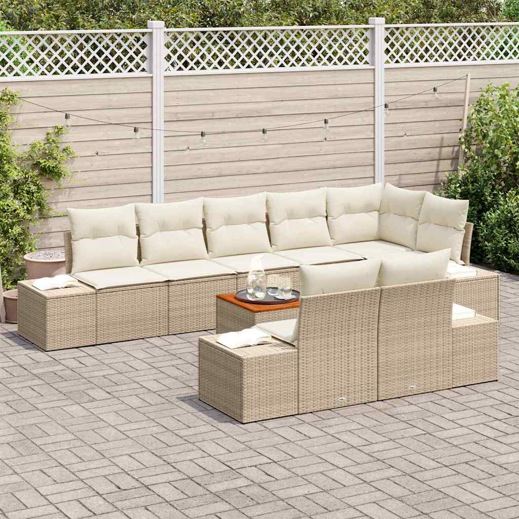 vidaXL Zestaw Sof na Ogród z przechowywaniem 9 pcs beżowo-biały