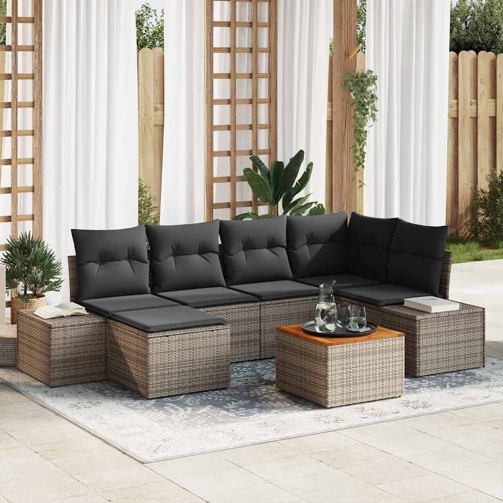 vidaXL Zestaw Sof na Ogród 7 pcs Szary