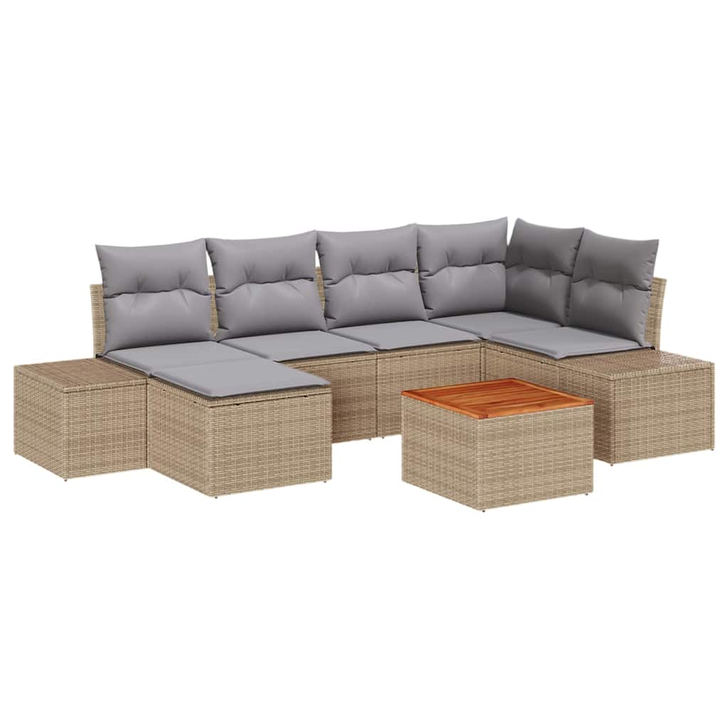vidaXL Zestaw Sof na Ogród 7 pcs beżowo-jasnoszary