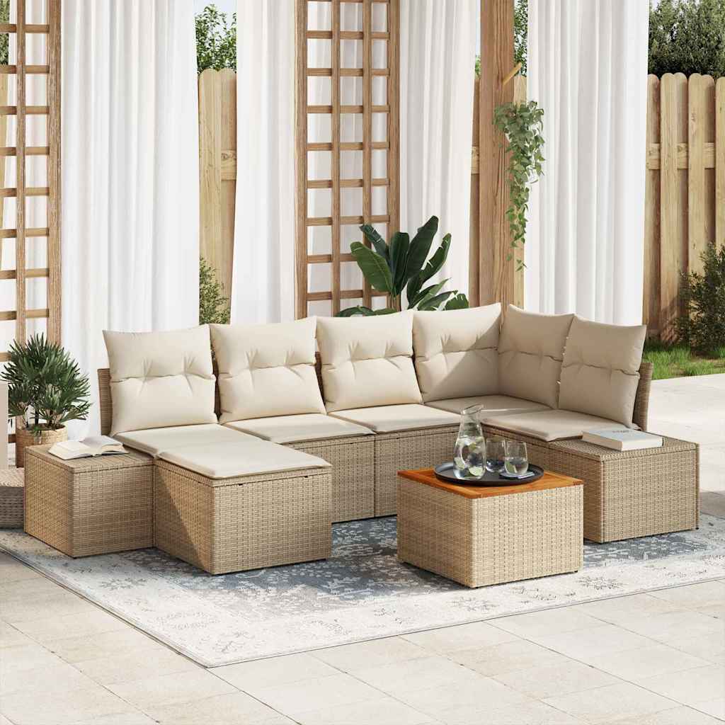 vidaXL Zestaw Sof na Ogród 7 pcs beżowo-biały