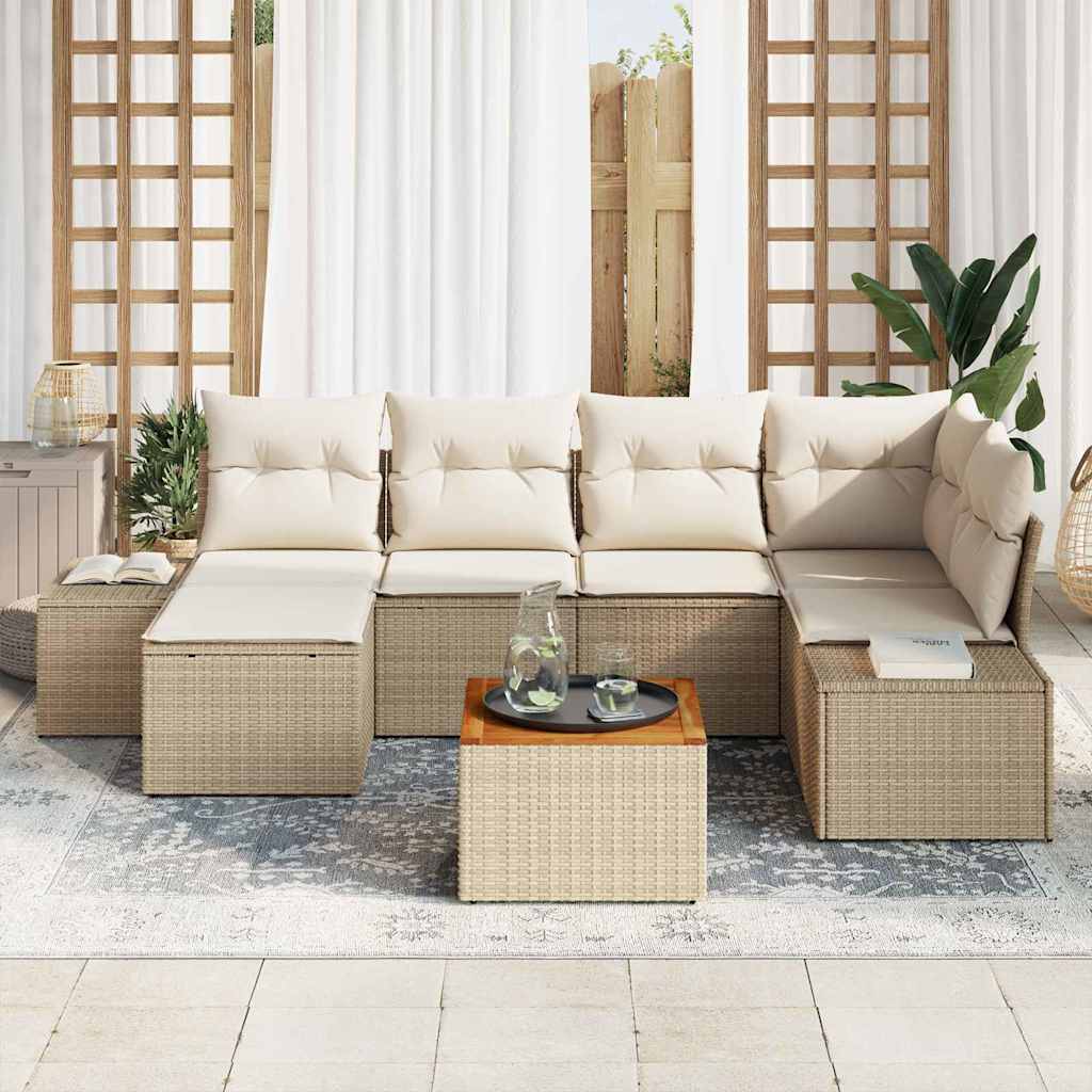 vidaXL Zestaw Sof na Ogród 7 pcs beżowo-biały