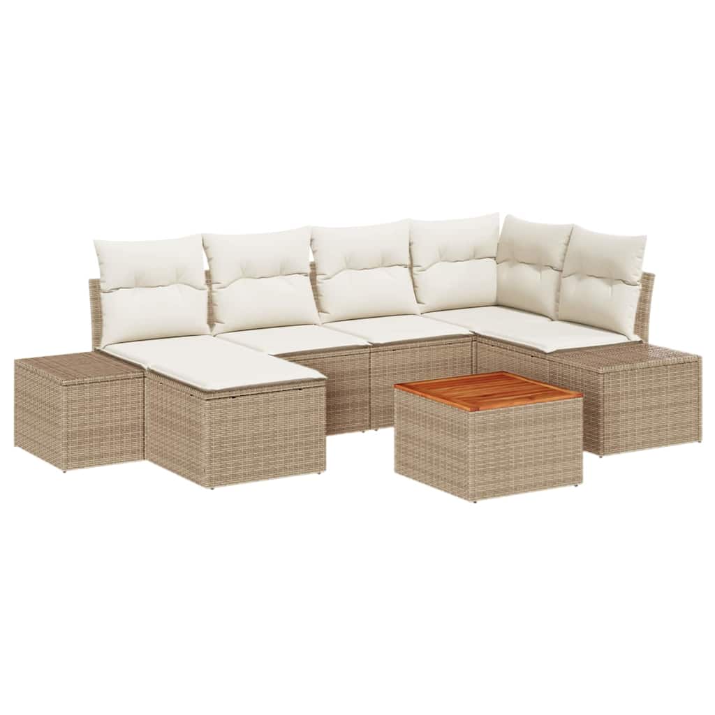 vidaXL Zestaw Sof na Ogród 7 pcs beżowo-biały