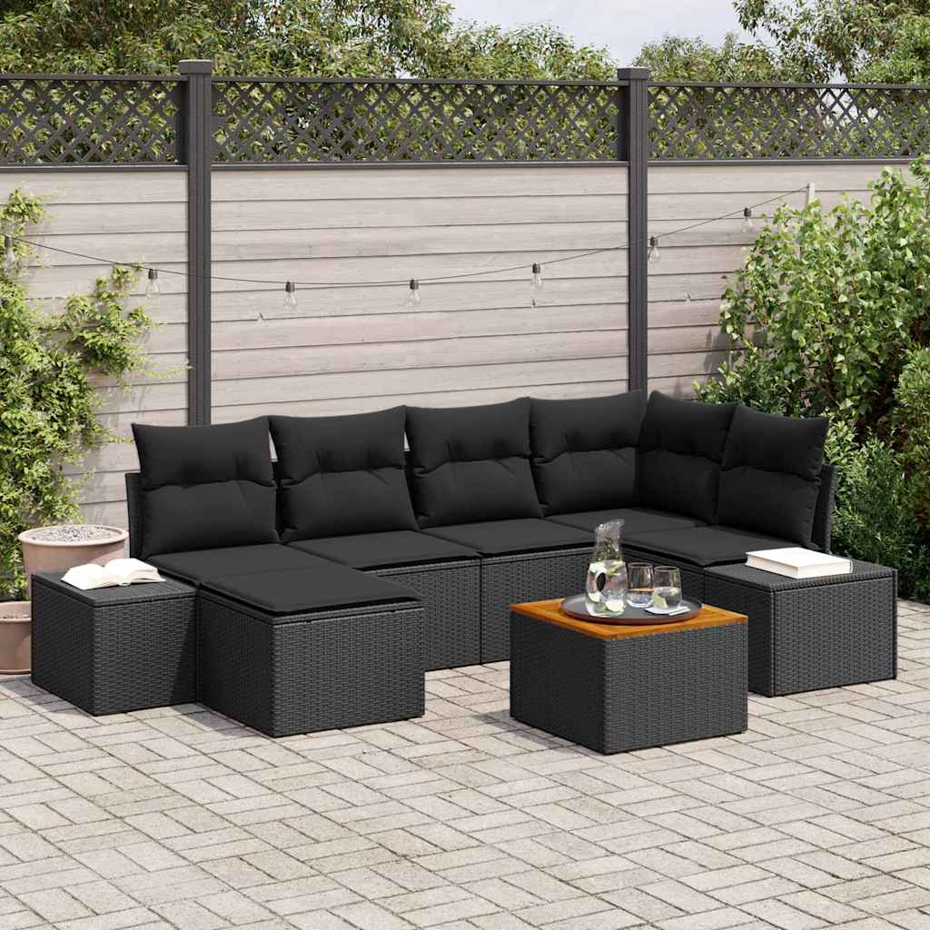vidaXL Zestaw Sof na Ogród 7 pcs Czarny
