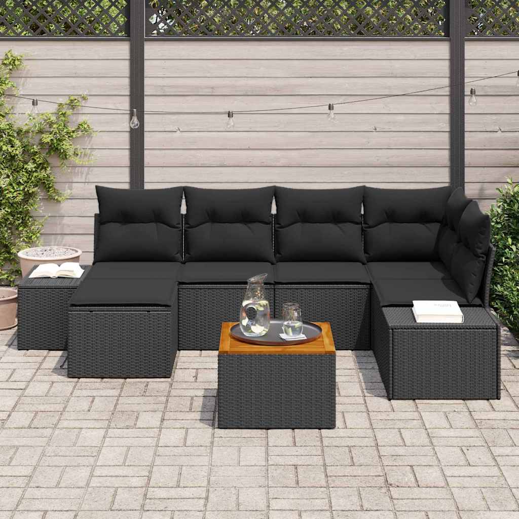 vidaXL Zestaw Sof na Ogród 7 pcs Czarny