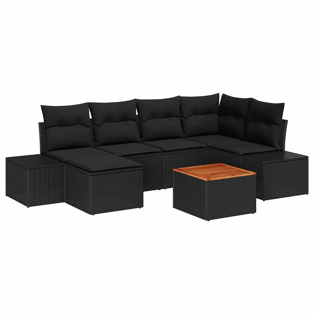 vidaXL Zestaw Sof na Ogród 7 pcs Czarny