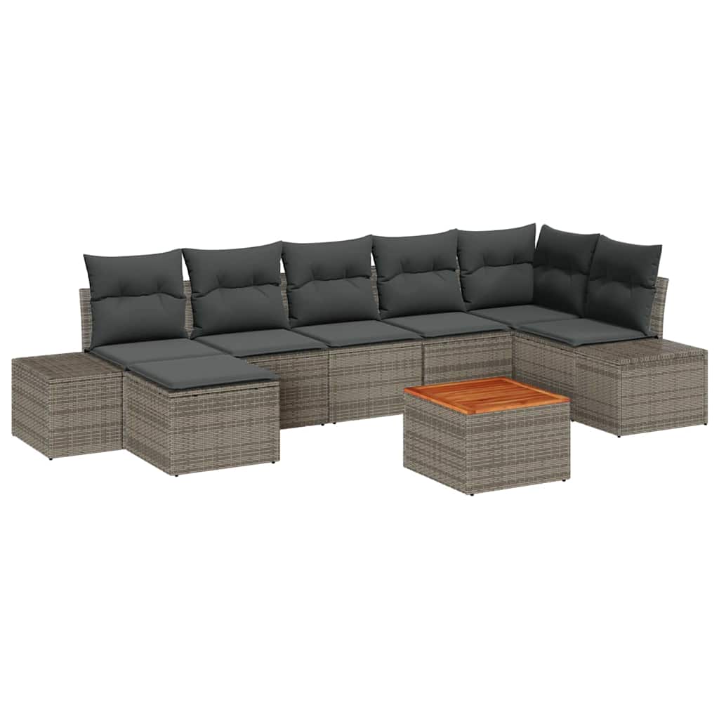 vidaXL Zestaw Sof na Ogród 8 pcs Szary
