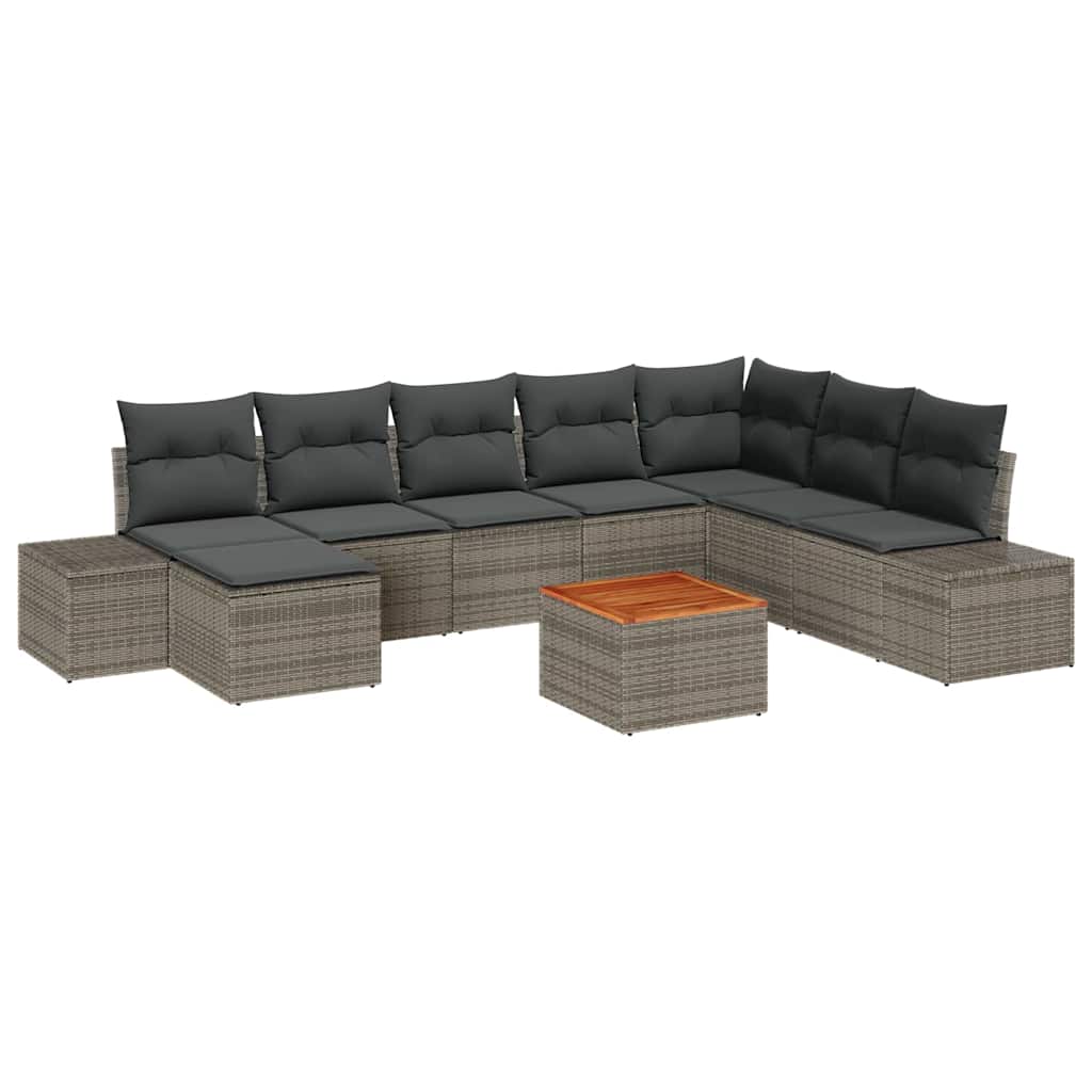 vidaXL Zestaw Sof na Ogród 9 pcs Szary