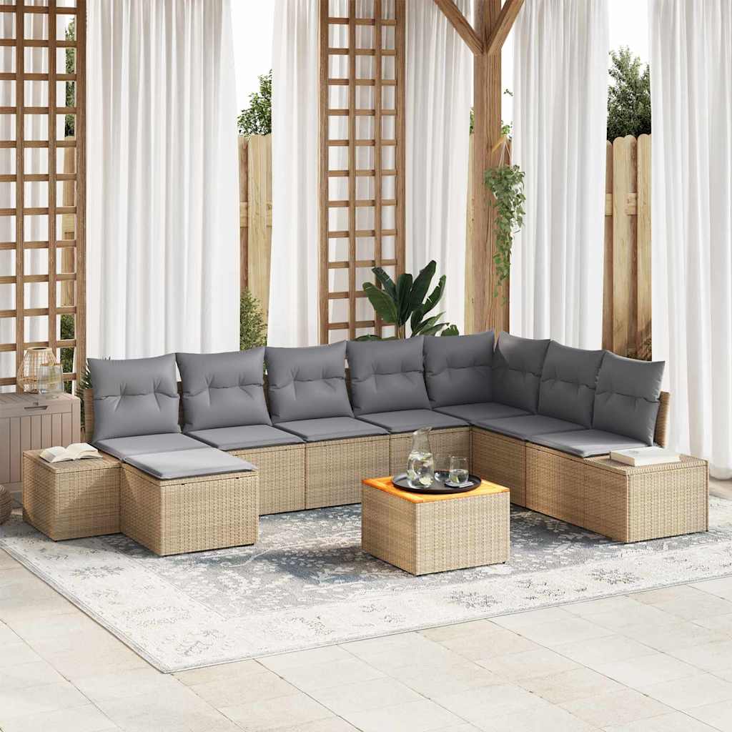 vidaXL Zestaw Sof na Ogród 9 pcs beżowo-jasnoszary