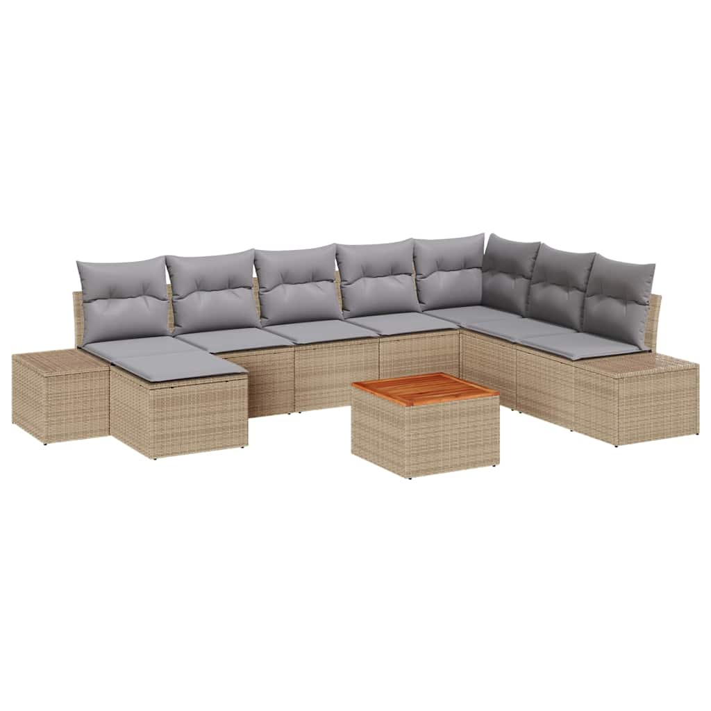vidaXL Zestaw Sof na Ogród 9 pcs beżowo-jasnoszary