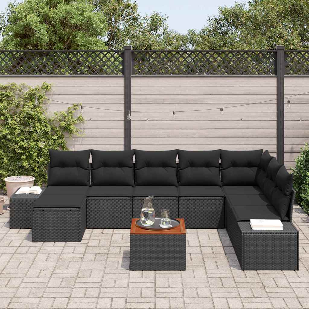 vidaXL Zestaw Sof na Ogród 9 pcs Czarny