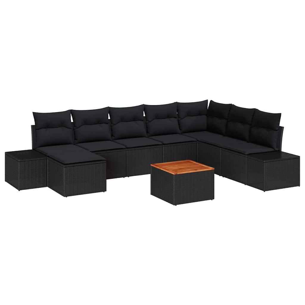vidaXL Zestaw Sof na Ogród 9 pcs Czarny