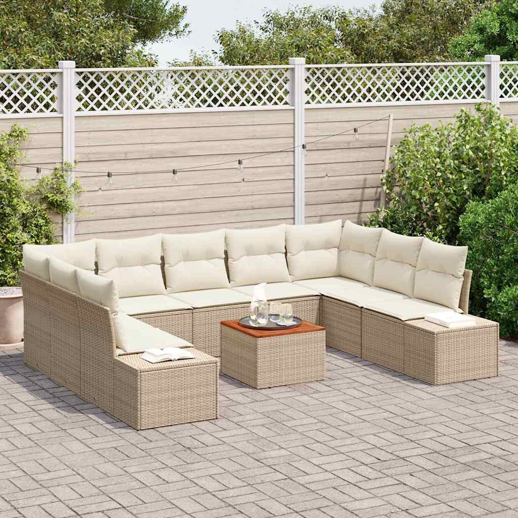 vidaXL Zestaw Sof na Ogród z przechowywaniem 10 pcs beżowo-biały