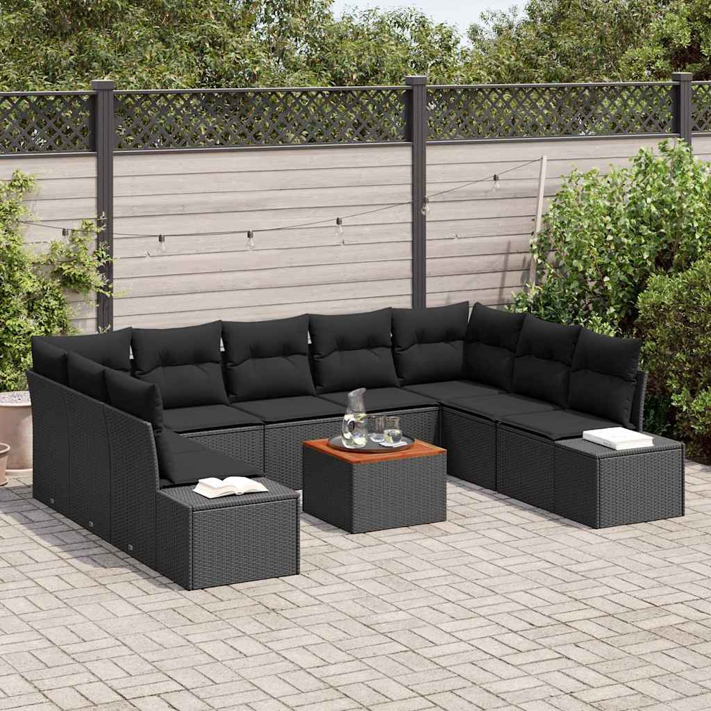 vidaXL Zestaw Sof na Ogród z przechowywaniem 10 pcs Czarny