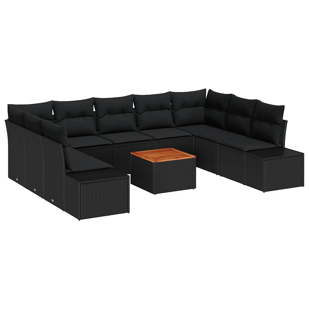 vidaXL Zestaw Sof na Ogród z przechowywaniem 10 pcs Czarny