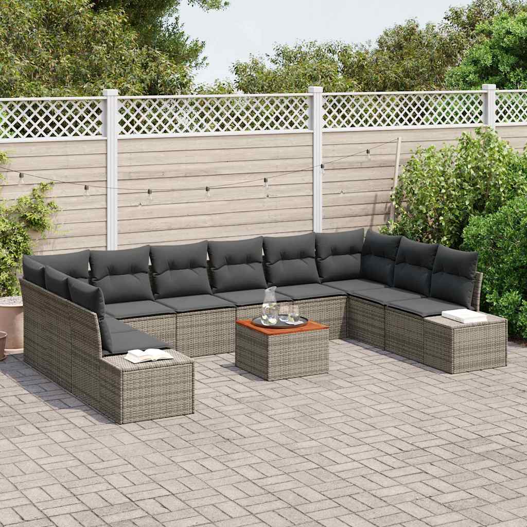 vidaXL Zestaw Sof na Ogród z przechowywaniem 11 pcs Szary