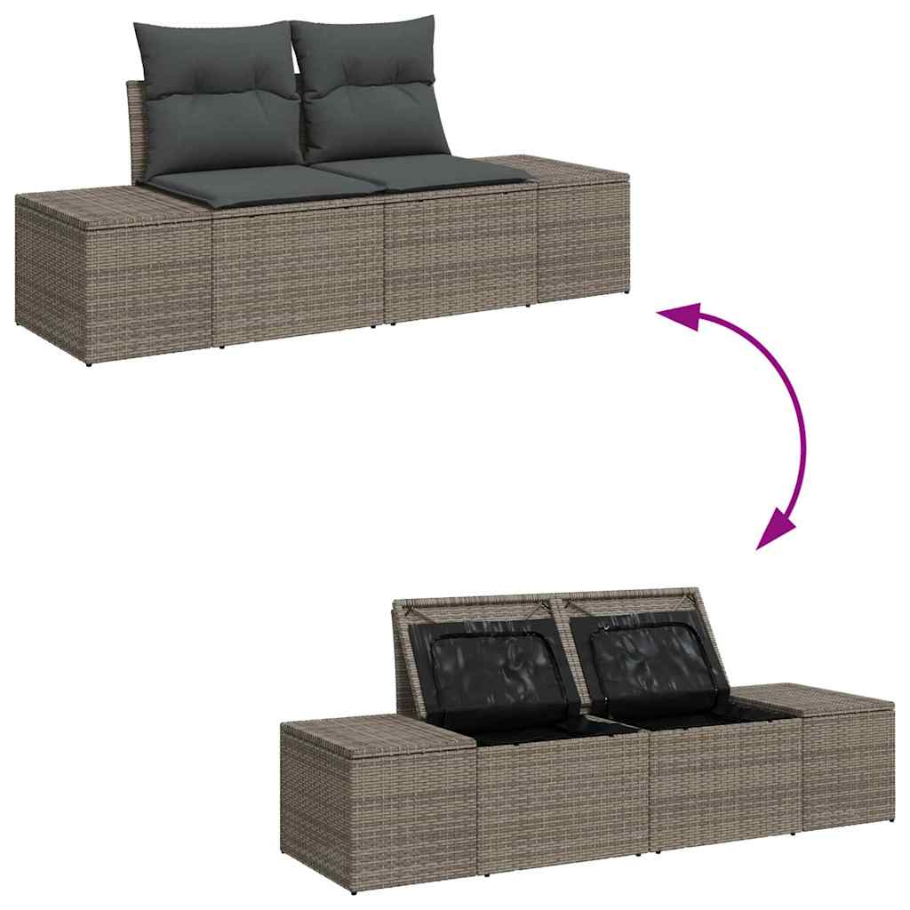 vidaXL Zestaw Sof na Ogród z przechowywaniem 11 pcs Szary