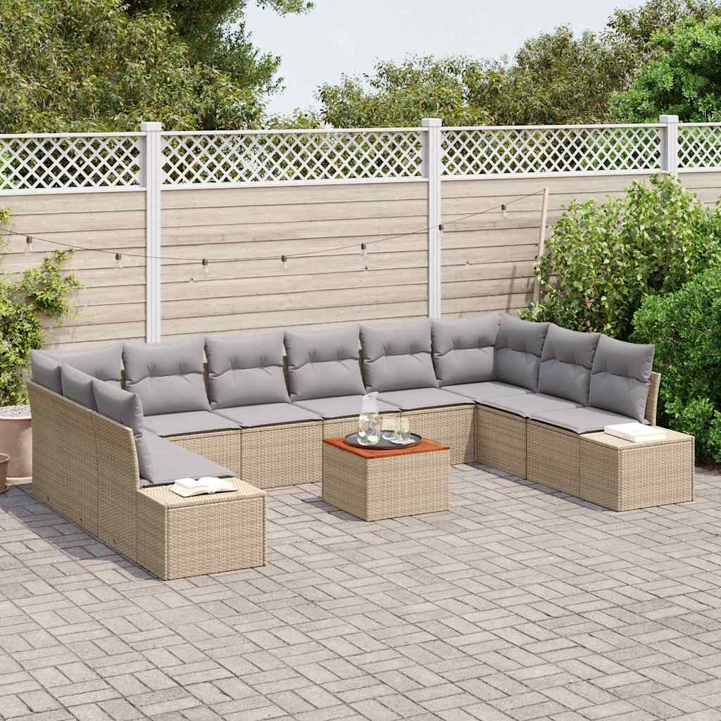 vidaXL Zestaw Sof na Ogród z przechowywaniem 11 pcs beżowo-jasnoszary