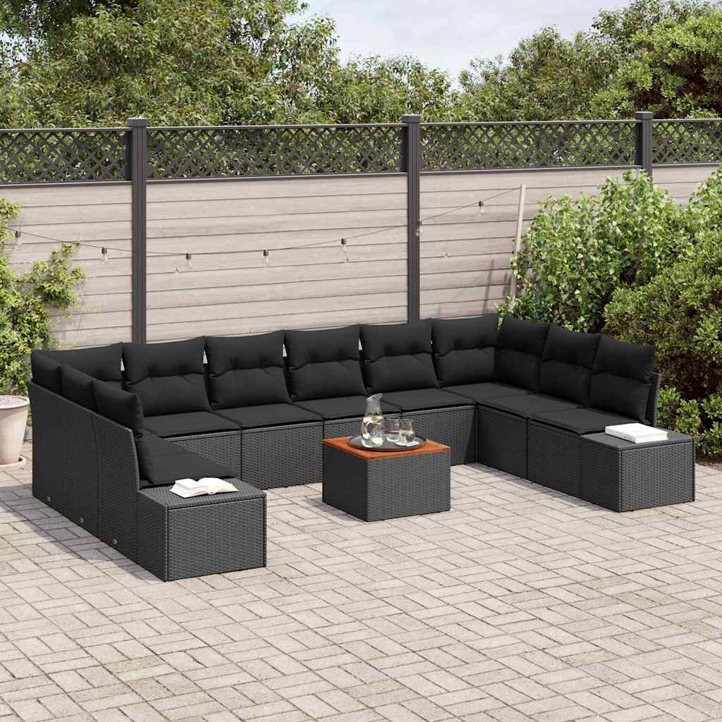vidaXL Zestaw Sof na Ogród z przechowywaniem 11 pcs Czarny