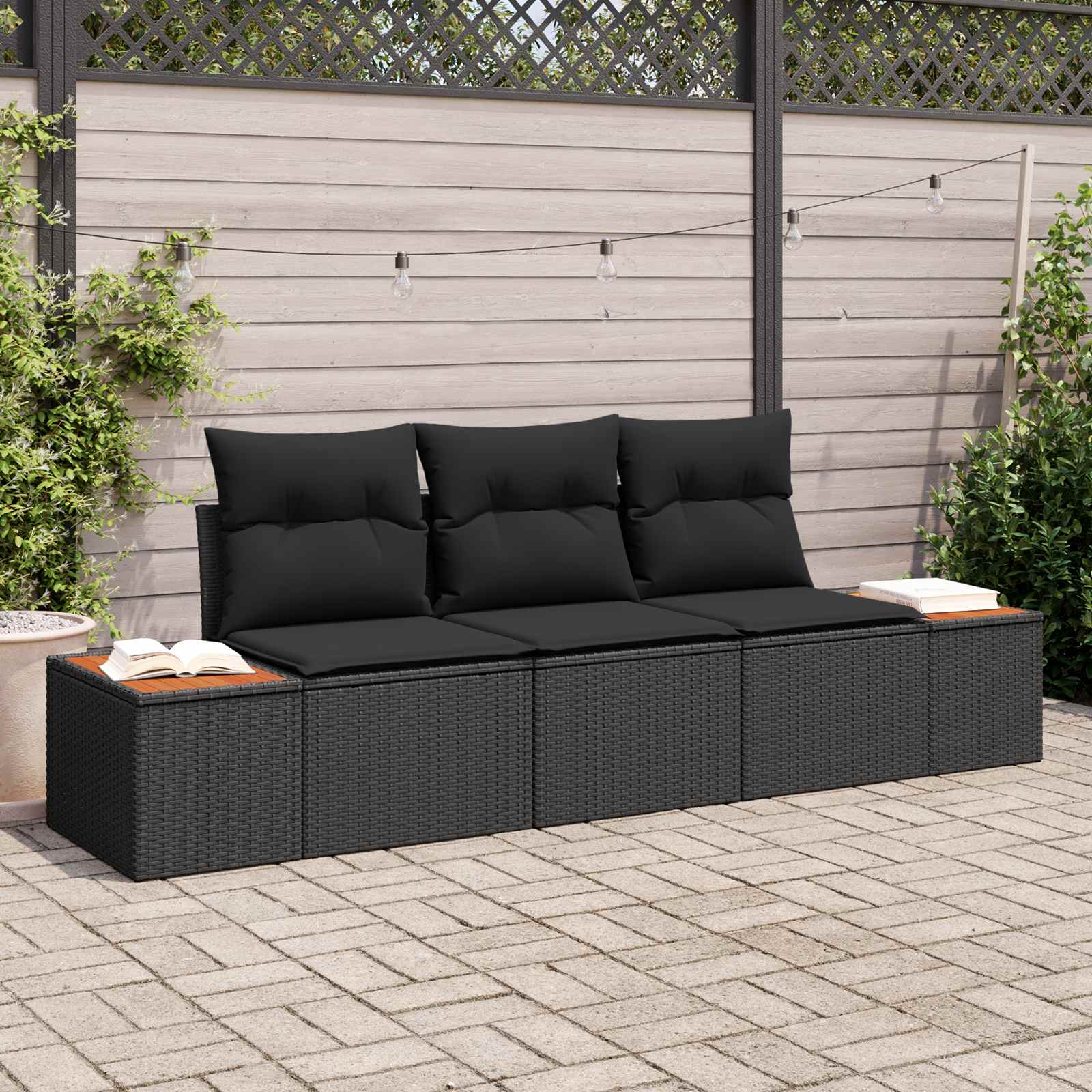 vidaXL Zestaw Sof na Ogród z przechowywaniem 3 pcs Czarny Polirattan