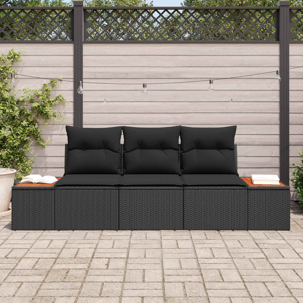 vidaXL Zestaw Sof na Ogród z przechowywaniem 3 pcs Czarny Polirattan